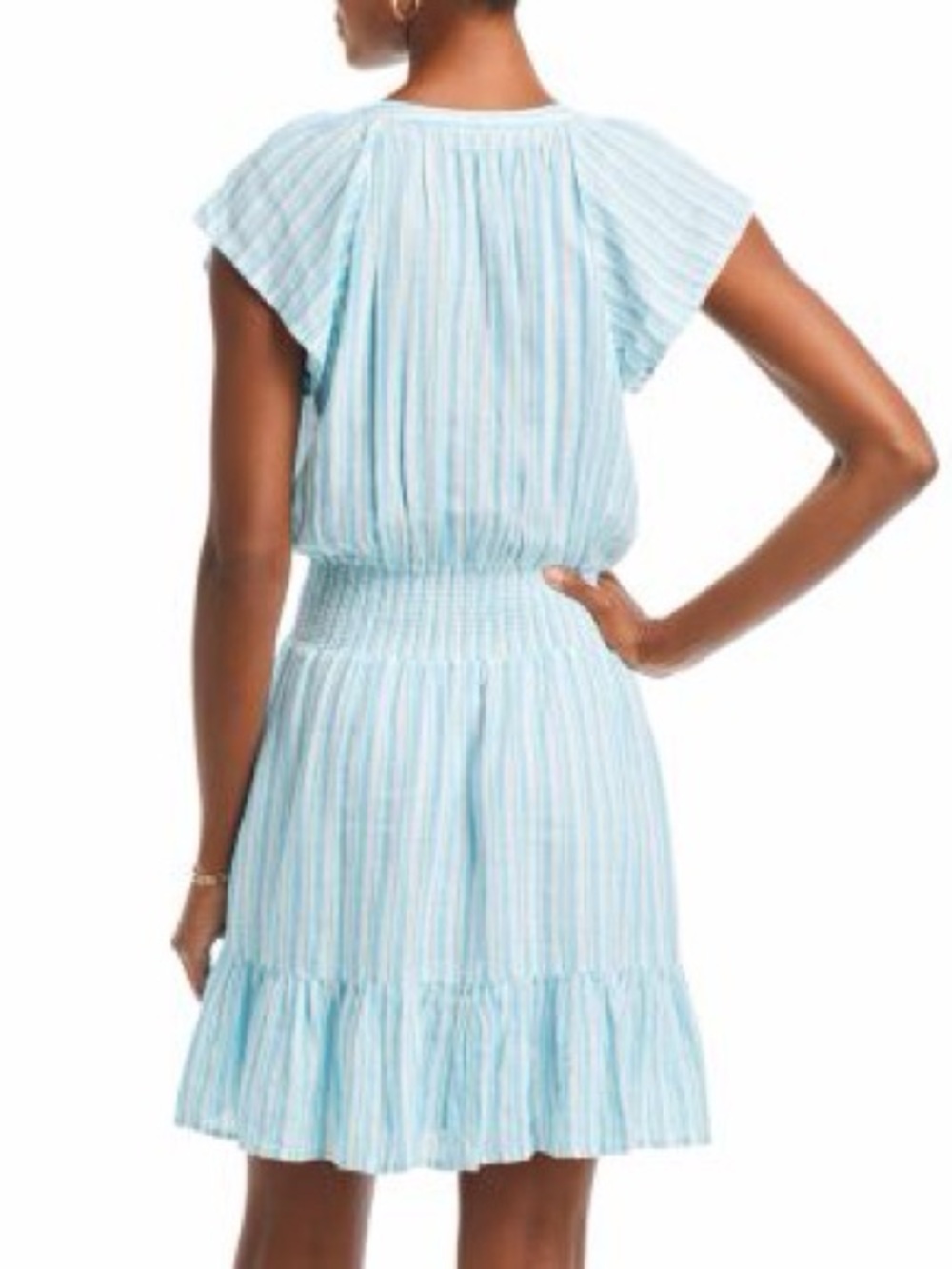 Rails Augustine Light Blue Striped Smocked-Waist Mini Dress Size XS - Picture 5 of 12